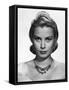 Grace Kelly (collier Cartier) (b/w photo)-null-Framed Stretched Canvas