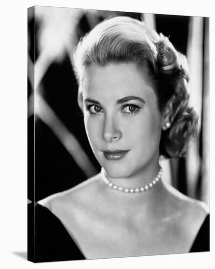 Grace Kelly Curly Hair, Red lipstick wearing Black Gown Portrait-Movie Star News-Stretched Canvas