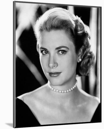 Grace Kelly Curly Hair, Red lipstick wearing Black Gown Portrait-Movie Star News-Mounted Photo