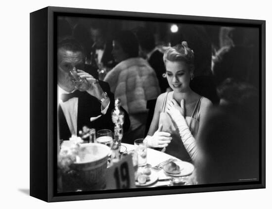 Grace Kelly Sitting at Romanoff's-George Silk-Framed Stretched Canvas