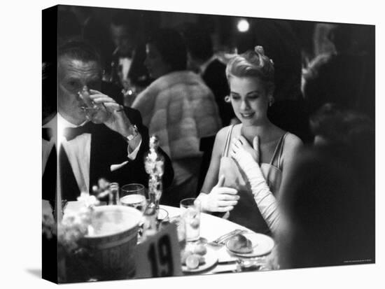 Grace Kelly Sitting at Romanoff's-George Silk-Stretched Canvas