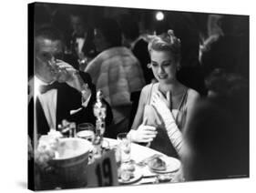 Grace Kelly Sitting at Romanoff's-George Silk-Stretched Canvas