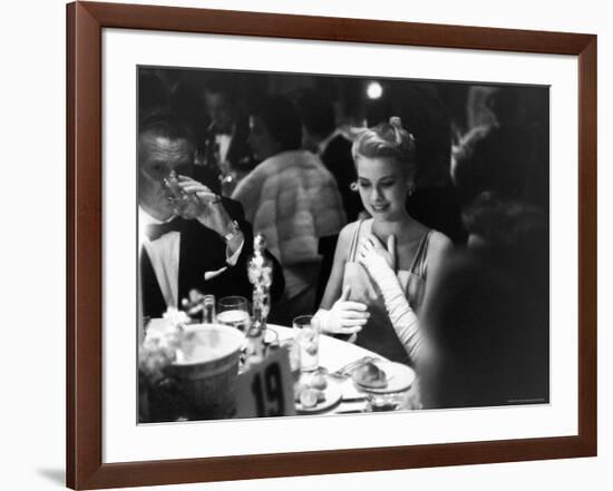 Grace Kelly Sitting at Romanoff's-George Silk-Framed Premium Photographic Print