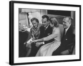 Grace Kelly with Her Fiance Prince Rainier During Announcement of the Engagement at Home-Howard Sochurek-Framed Premium Photographic Print