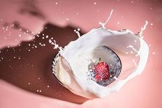 Strawberry fall into the milk trap-Grace Qian Guo-Stretched Canvas