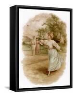 Graceful Backhand in a Victorian Garden-Ellen H. Clapsaddle-Framed Stretched Canvas