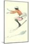 Graceful Lady Skiing Moguls-null-Mounted Art Print