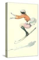 Graceful Lady Skiing Moguls-null-Stretched Canvas