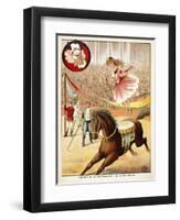 Graceful Performance On Horseback'. a Woman Performer With a Horse in a Circus Ring-null-Framed Giclee Print