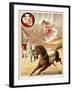 Graceful Performance On Horseback'. a Woman Performer With a Horse in a Circus Ring-null-Framed Giclee Print