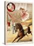 Graceful Performance On Horseback'. a Woman Performer With a Horse in a Circus Ring-null-Stretched Canvas