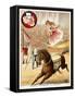 Graceful Performance On Horseback'. a Woman Performer With a Horse in a Circus Ring-null-Framed Stretched Canvas