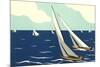 Graceful Racing Sailboats-null-Mounted Art Print