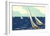 Graceful Racing Sailboats-null-Framed Art Print