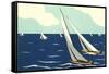 Graceful Racing Sailboats-null-Framed Stretched Canvas