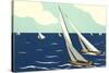 Graceful Racing Sailboats-null-Stretched Canvas