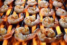 Shrimp on Grill over Open Flames-GRACIEDOG-Stretched Canvas