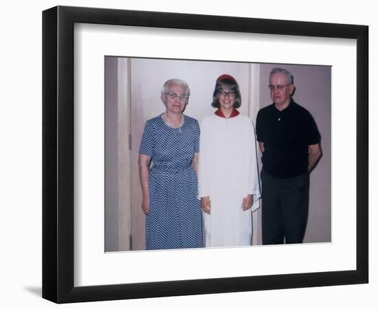 Grade School Graduate with Her Grandparents, Ca. 1966-null-Framed Photographic Print