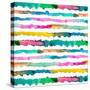 Gradient Watercolor Lines Pink Green-Ninola Designs-Stretched Canvas