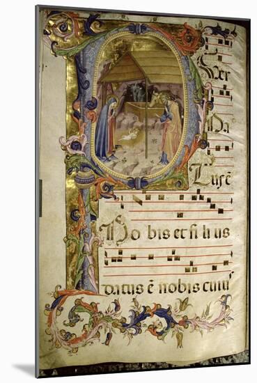 Graduale No.5 Historiated Initial P Depicting the Nativity-Rossello Franchi-Mounted Giclee Print