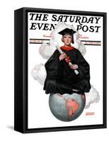 "Graduate on Top of the World," Saturday Evening Post Cover, June 13, 1925-Edmund Davenport-Framed Stretched Canvas