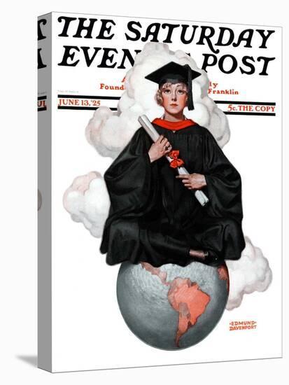 "Graduate on Top of the World," Saturday Evening Post Cover, June 13, 1925-Edmund Davenport-Stretched Canvas