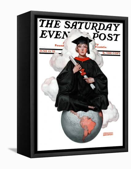 "Graduate on Top of the World," Saturday Evening Post Cover, June 13, 1925-Edmund Davenport-Framed Stretched Canvas