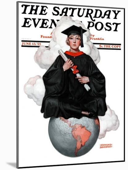 "Graduate on Top of the World," Saturday Evening Post Cover, June 13, 1925-Edmund Davenport-Mounted Giclee Print