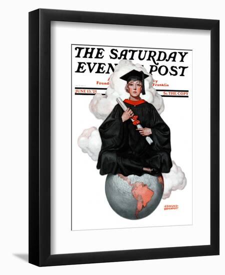 "Graduate on Top of the World," Saturday Evening Post Cover, June 13, 1925-Edmund Davenport-Framed Giclee Print