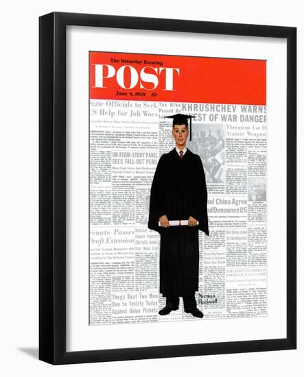 "Graduate" Saturday Evening Post Cover, June 6,1959-Norman Rockwell-Framed Giclee Print