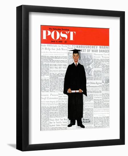 "Graduate" Saturday Evening Post Cover, June 6,1959-Norman Rockwell-Framed Premium Giclee Print