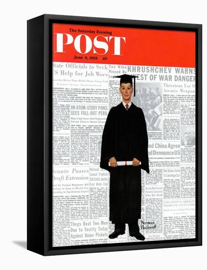 "Graduate" Saturday Evening Post Cover, June 6,1959-Norman Rockwell-Framed Stretched Canvas