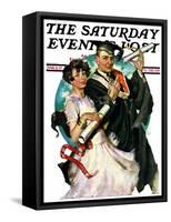 "Graduating Couple," Saturday Evening Post Cover, June 11, 1927-Ellen Pyle-Framed Stretched Canvas