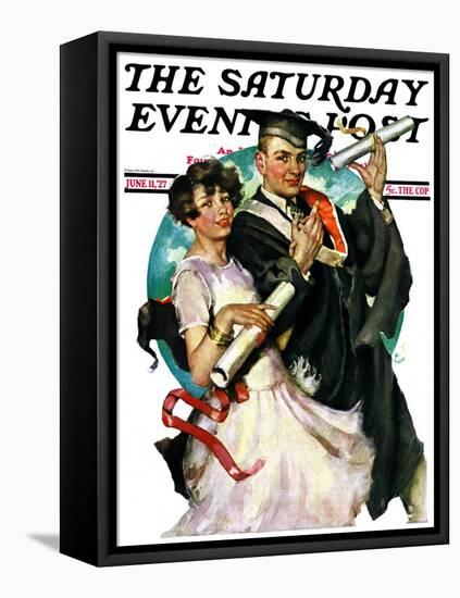 "Graduating Couple," Saturday Evening Post Cover, June 11, 1927-Ellen Pyle-Framed Stretched Canvas