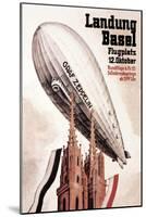 Graf Zeppelin Flies over the Cathedral in Basel Switzerland-Otto Jacob Plattner-Mounted Art Print