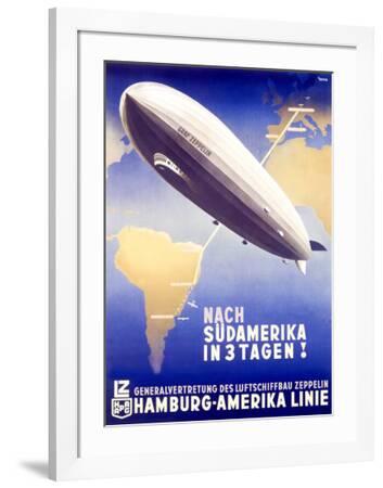 24"x36" Art on Canvas Vintage Travel Art Graf Zeppelin-Hamburg 