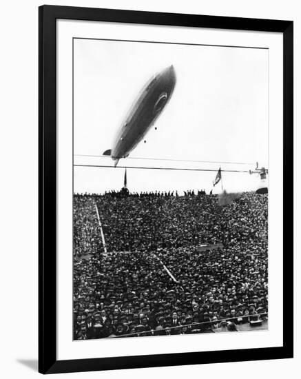 Graf Zeppelin Passing Low over Wembley Stadium During FA Cup Final Where Arsenal Beat Huddersfield-null-Framed Photographic Print