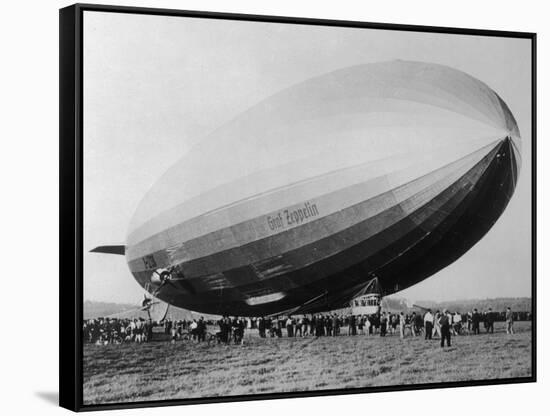 Graf Zeppelin People Mill Around as the Airship Prepares for Take Off-null-Framed Stretched Canvas