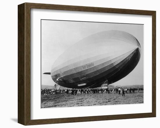 Graf Zeppelin People Mill Around as the Airship Prepares for Take Off-null-Framed Photographic Print