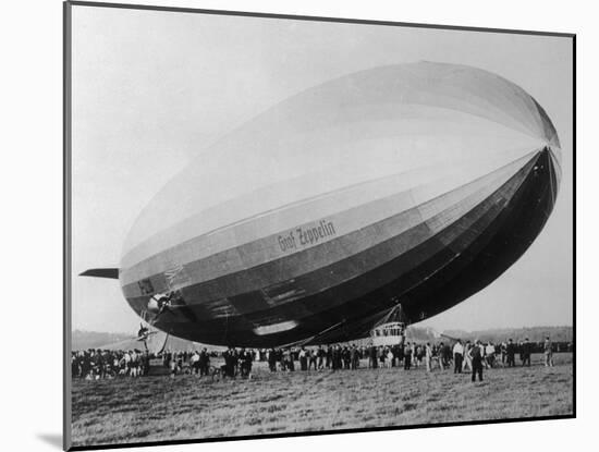 Graf Zeppelin People Mill Around as the Airship Prepares for Take Off-null-Mounted Photographic Print