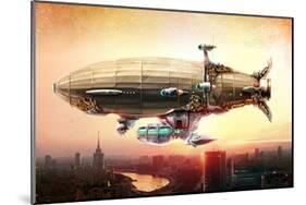 Graf Zepplin Fantasy Dirigible-null-Mounted Art Print