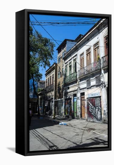 Graffiti Art Work on Houses in Lapa, Rio De Janeiro, Brazil, South America-Michael Runkel-Framed Stretched Canvas