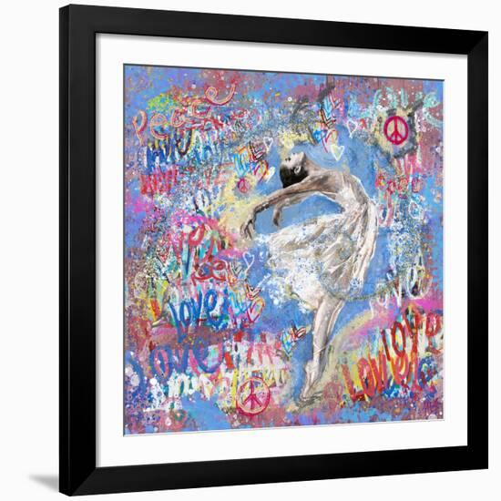 Graffiti Ballerina 1-Marta Wiley-Framed Art Print