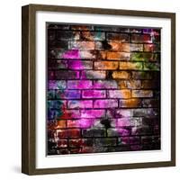 Graffiti Brick Wall-Eky Studio-Framed Art Print