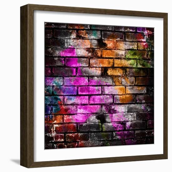 Graffiti Brick Wall-Eky Studio-Framed Art Print