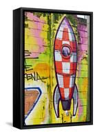 Graffiti, Coloured Rocket, Ottensen, Hanseatic City Hamburg, Germany-Axel Schmies-Framed Stretched Canvas