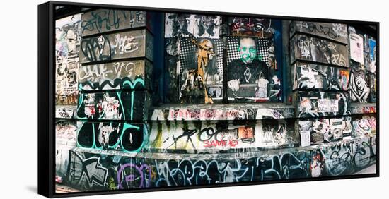 Graffiti Covered Germania Bank Building on Bowery Street, Soho, Manhattan, New York City-null-Framed Stretched Canvas