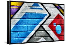 Graffiti Image On Brick Wall-sammyc-Framed Stretched Canvas