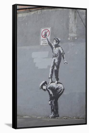 Graffiti Is a Crime-Banksy-Framed Stretched Canvas