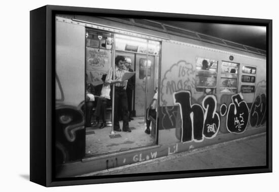 Graffiti on a NYC Subway Car on the Became a Symbol of a City in Decline in 1970s-null-Framed Stretched Canvas